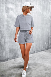 Cropped Hooded T-Shirt and Shorts Set