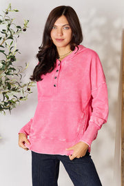 Pink Long Sleeve Hoodie with Pockets