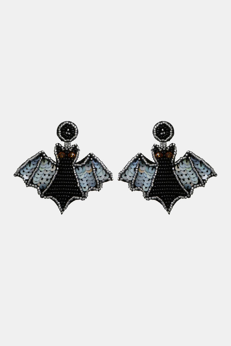 Bat Shape Beaded Dangle Earrings
