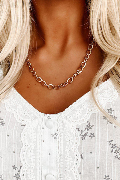 Gold Texture Chain Necklace