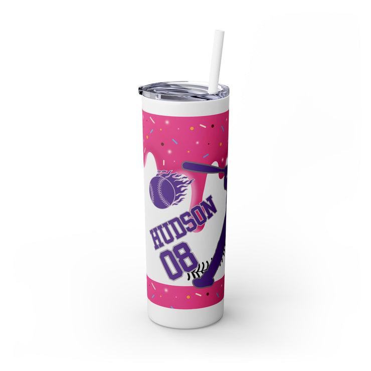 Personalized Drip Baseball Player Sports Tumbler With Straw