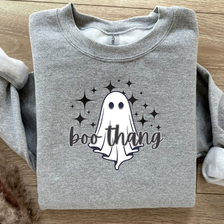 Boo Thang Ghost With Stars Halloween Graphic Sweatshirt