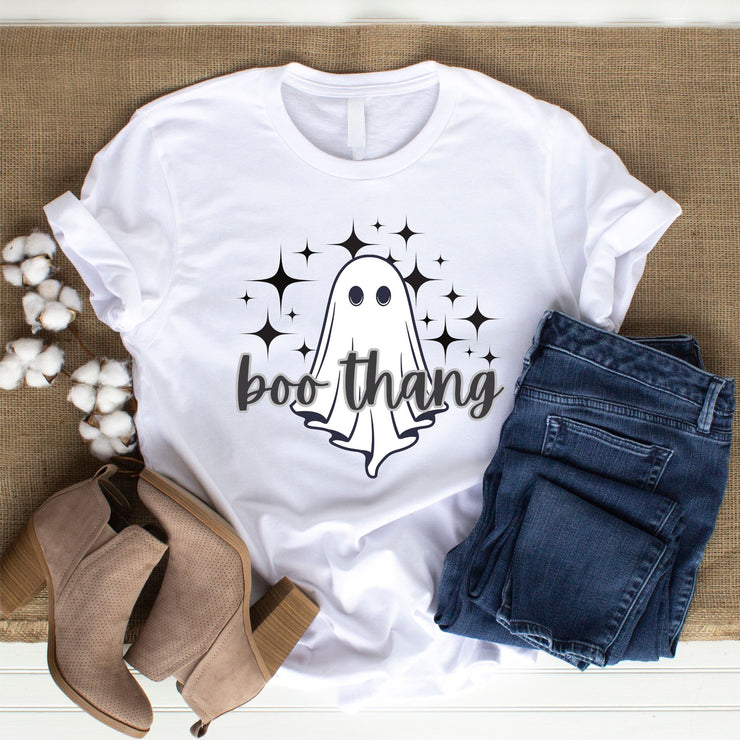 Boo Thang Ghost and Stars  Spooky Season, Halloween Graphic T-Shirt