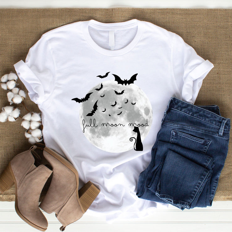 Full Moon Mood Spooky Season Halloween Graphic T-Shirt