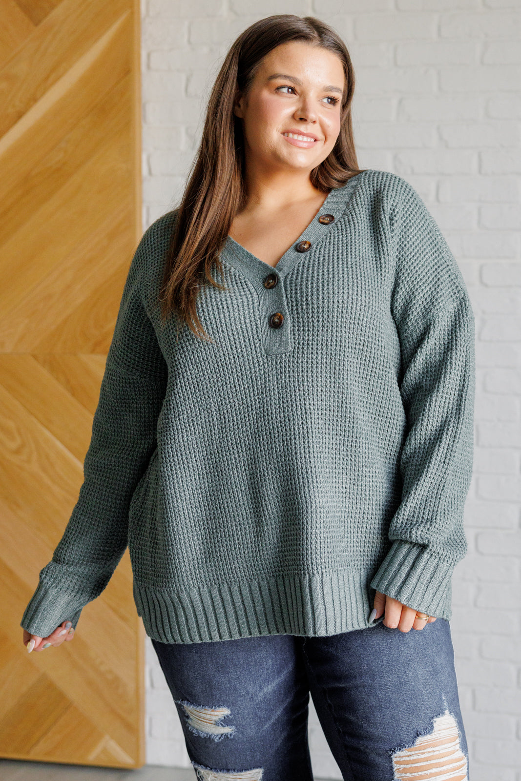 Lakeside View Drop Shoulder Sweater in Sage – bohopretty.com
