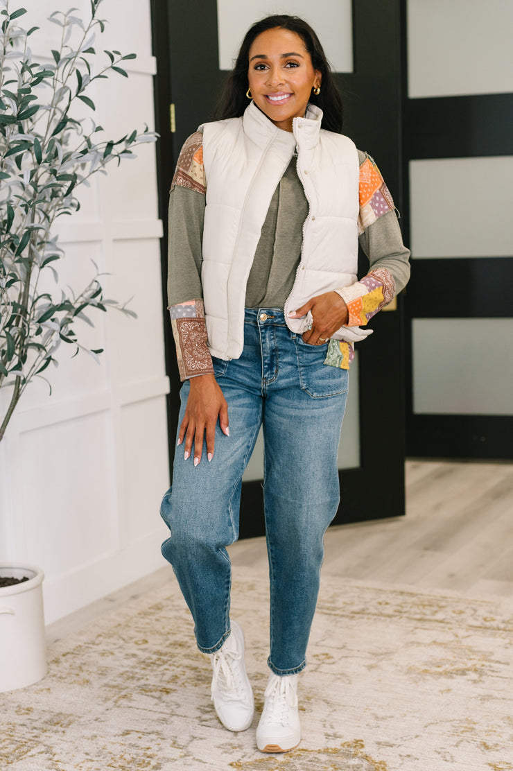 That's What I'm Talkin' About Puffer Vest in Sand Beige