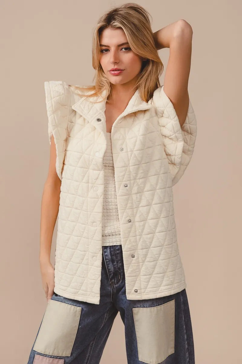 新品タグ付き　RUE FRILL KNIT bibiy. BiBi Quilting Knit Ruffle Sleeve Vest – bohopretty.com