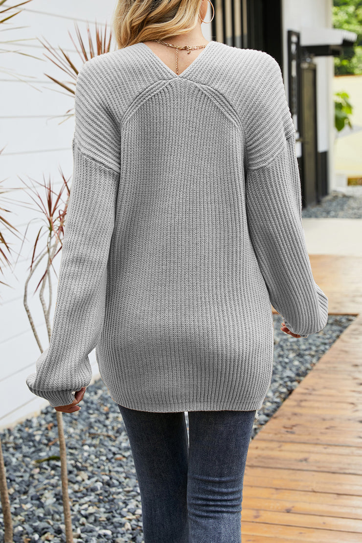 Ribbed Dropped Shoulder Sweater