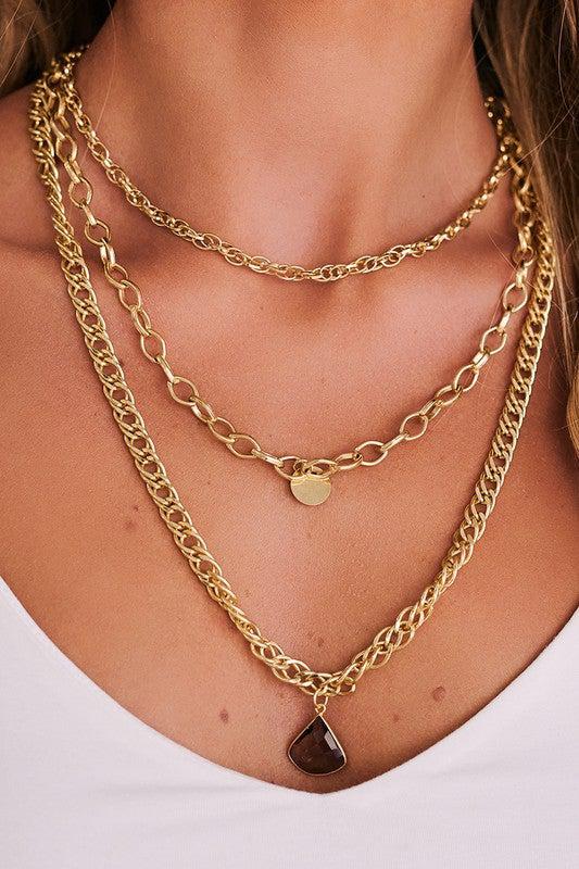 Natural Stone Gold Layer Necklaces