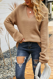 Ribbed Dropped Shoulder Sweater