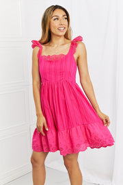 Preppy in Pink Lace Detail Mini Dress