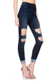 High Rise Distressed Cello Skinny