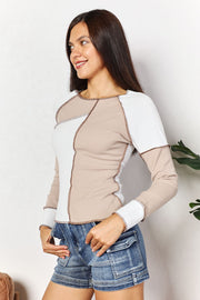 Cool and Casual Color Block Exposed Seam Top