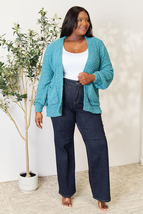 Let's Meet For Lunch Open Front Cardigan With Pockets