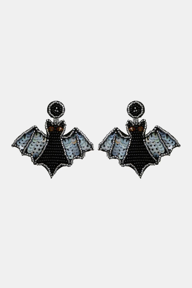 Bat Shape Beaded Dangle Earrings
