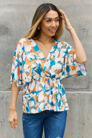 Into The Wild Floral Print Wrap Tunic Top