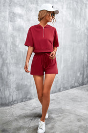 Cropped Hooded T-Shirt and Shorts Set