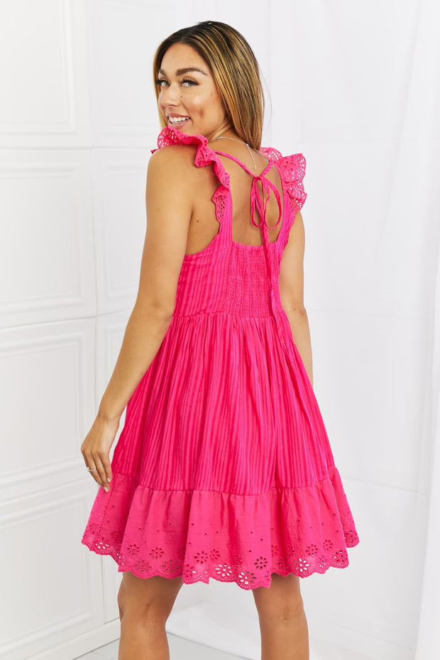 Preppy in Pink Lace Detail Mini Dress