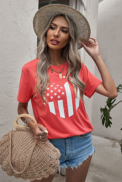 Stars and Stripes Graphic Heart Tee Shirt