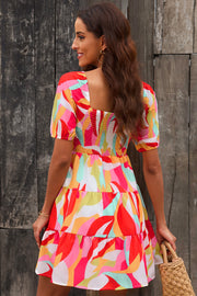 Multicolored Smocked Mini Dress