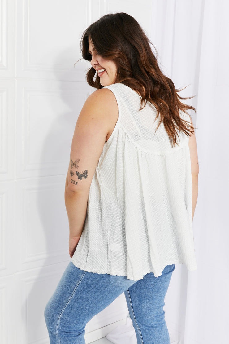 Lace Trim Tank in Ivory