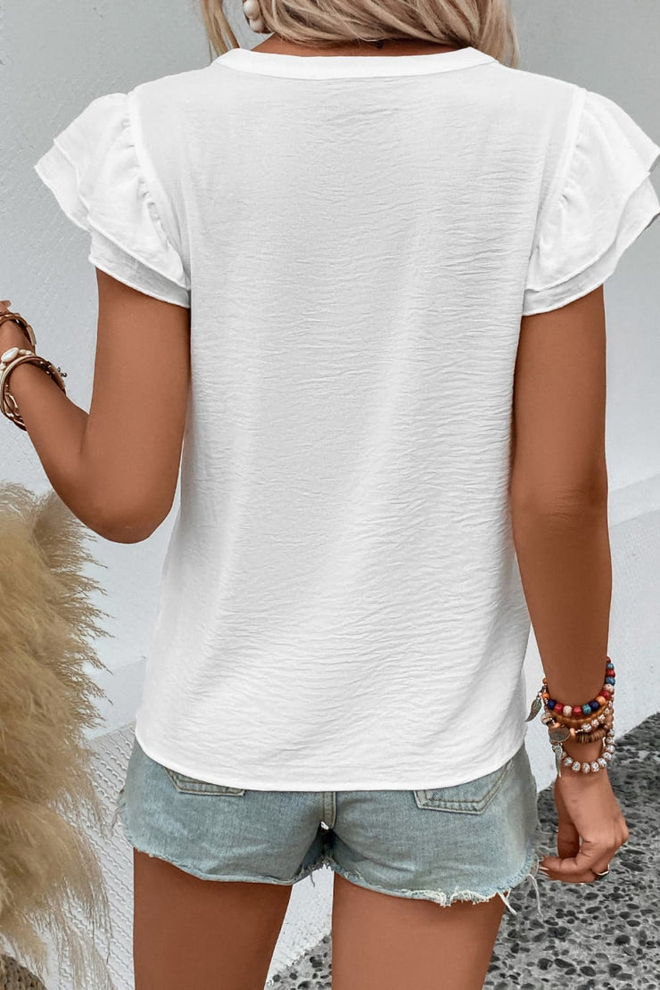 White Butterfly Sleeve Top