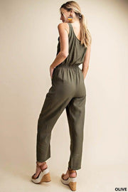 If You've Never Tried A Jumpsuit, Now Is Your Chance!  This Brand Runs So Nice!   Olive is Such A Great Versatile Color  You Can Pair This With a Light Cardigan or Jean Jacket!  Waist String Jumpsuit