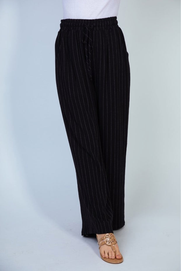 Finding Myself Full Size Striped Knit Pants in Black