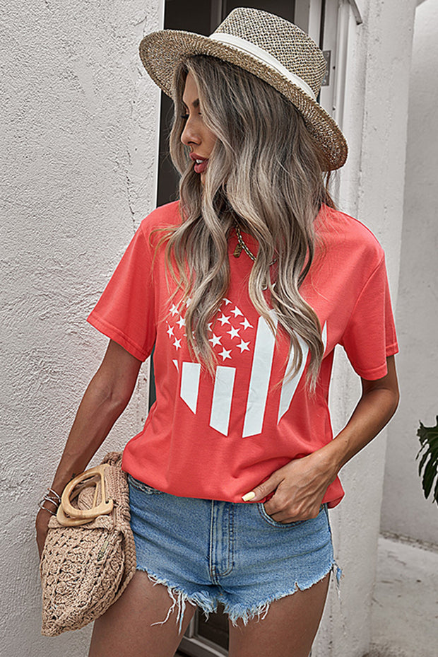 Stars and Stripes Graphic Heart Tee Shirt