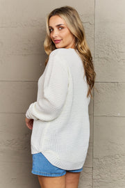 Crisp Air Waffle Sweater Pullover in Ivory