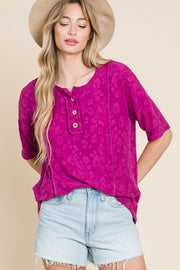 Let's Hang Out Leopard Textured Top