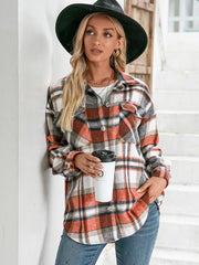 Meet You Outside Plaid Button Down Curved Hem Shacket