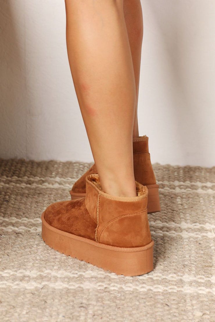 Women's Fleece Lined Chunky Platform Mini Boots