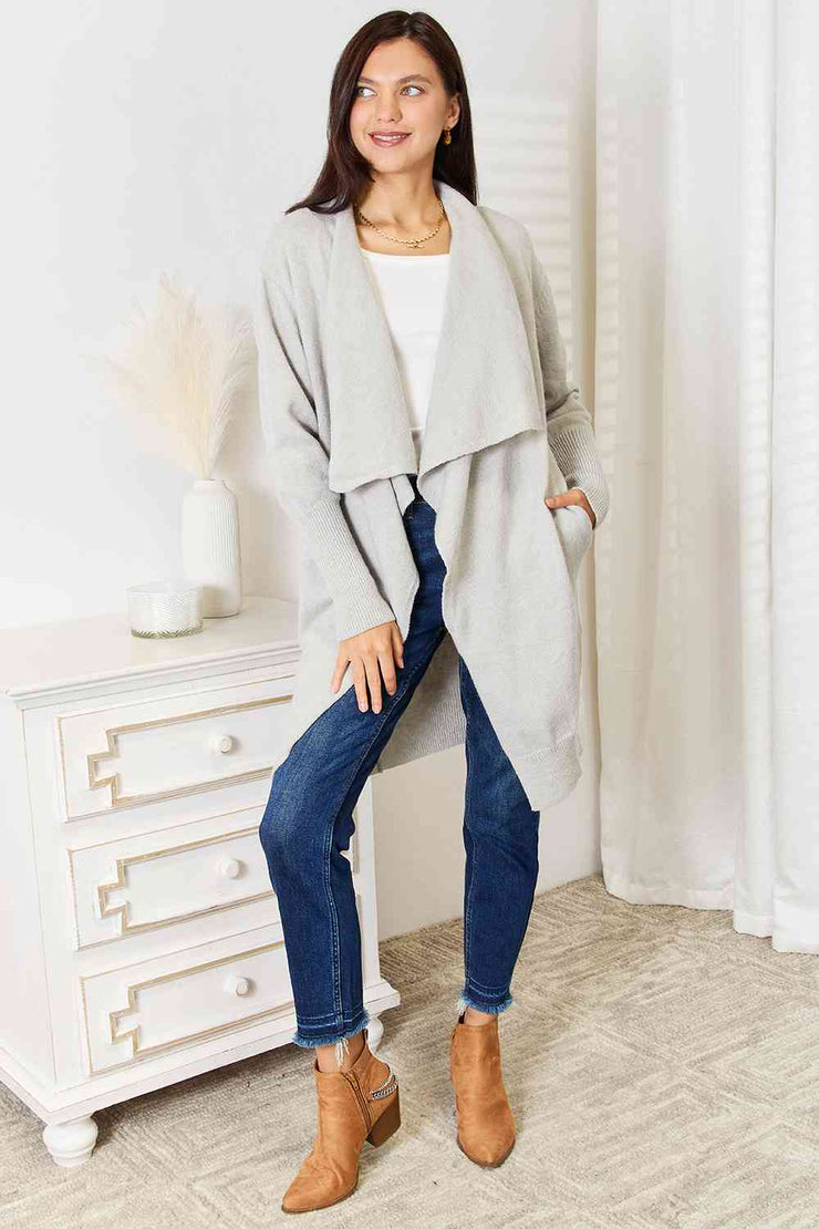 Open Front Duster Cardigan with Pockets