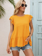 Flutter Sleeve Tiered Blouse