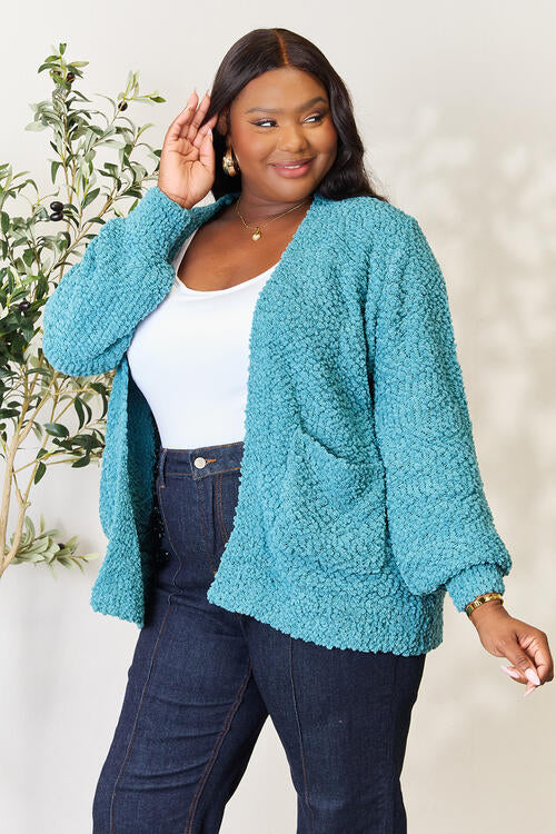 Let's Meet For Lunch Open Front Cardigan With Pockets