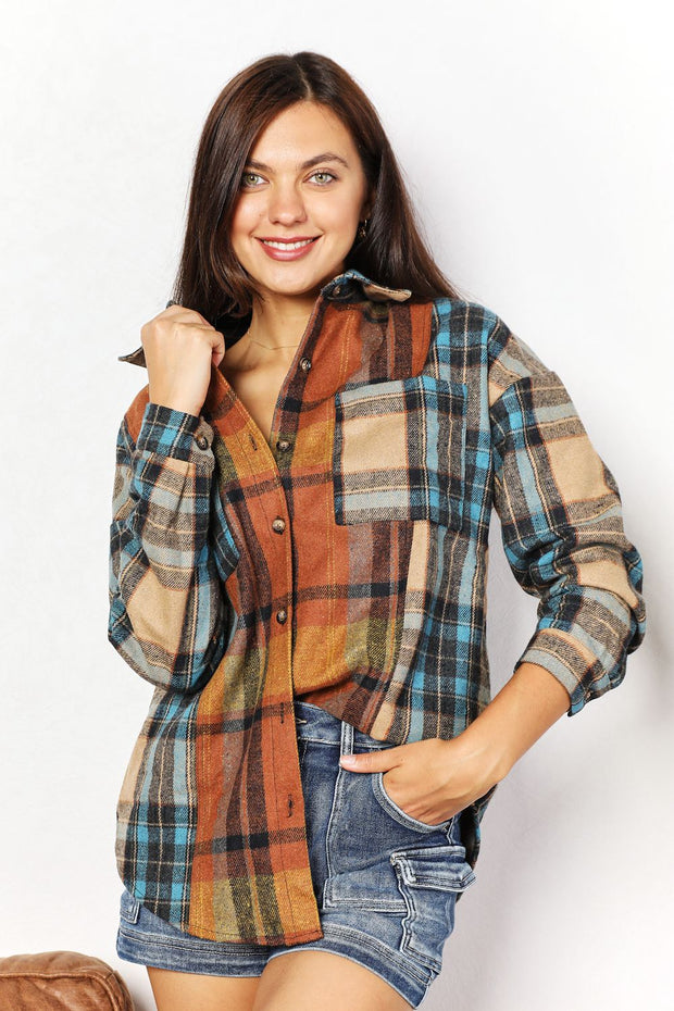 Meet Me In The Orchard Plaid  Shirt Jacket