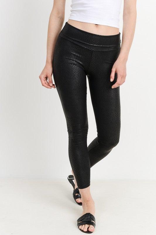 high waisted faux leather snake skin leggings boho pretty boutique womens clothing