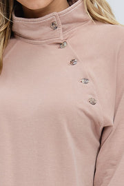 sweater, buttons, long sleeve, cowl neck, boho pretty, womens fashion