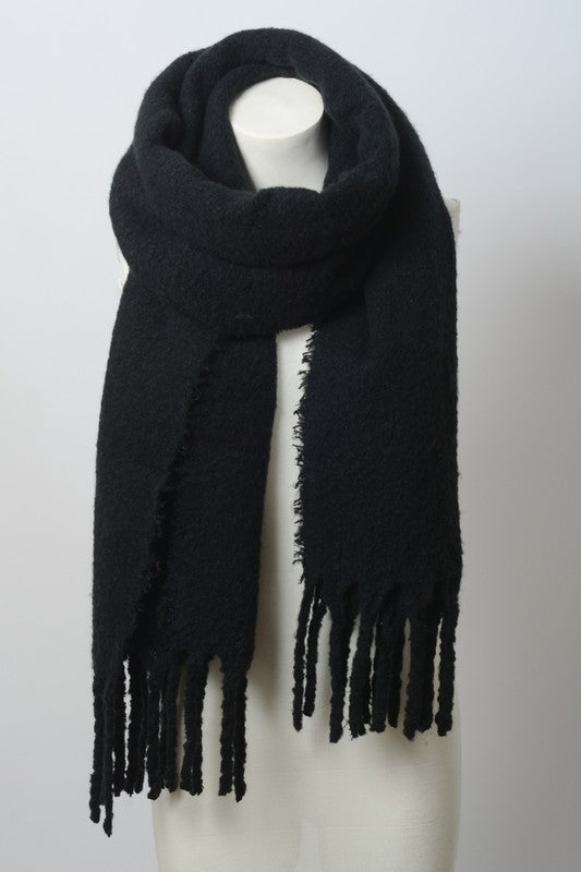 tassel trim, scarf, solid, black, boho pretty, womens fashion.jpg