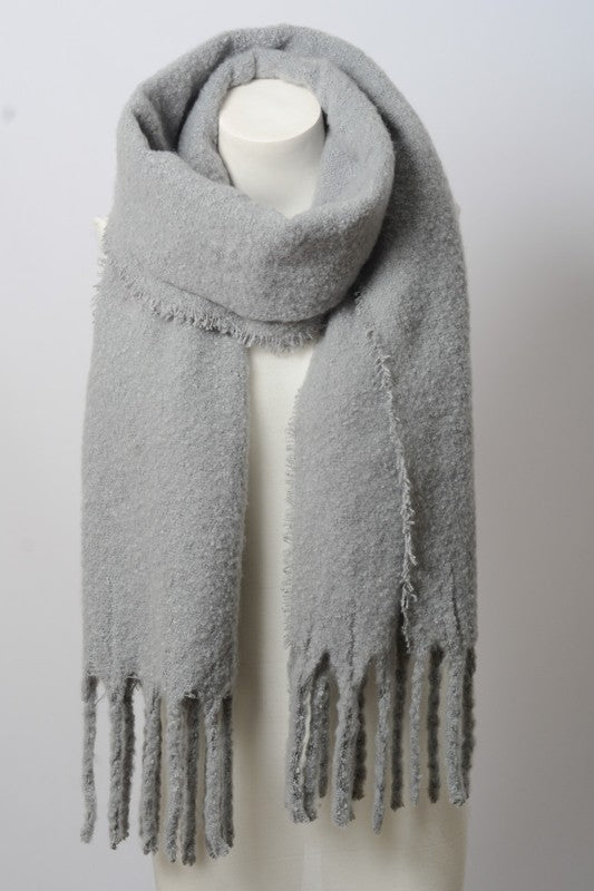 tassel trim, scarf, solid, gray, boho pretty, womens fashion.jpg