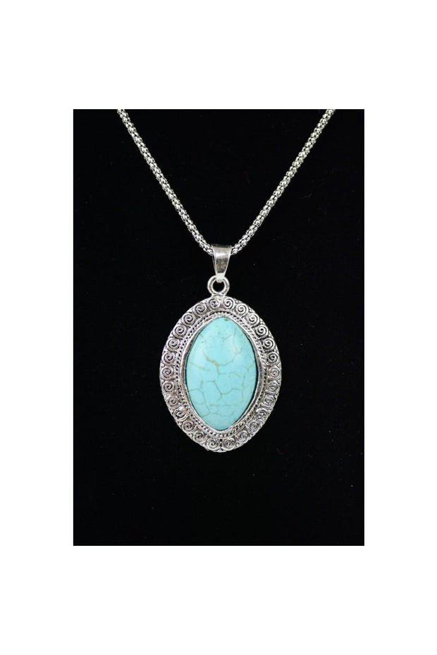 Oval Turquoise Pendant Necklace.   Lobster Clasp Closure 100% Turquoise Stone  Elegant oval medallion turquoise necklace. 